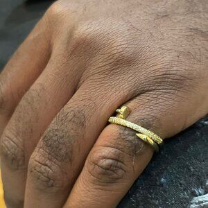 MEN'S Stainless Steel - Fashion Luxury Nail Adjustable Ring - Gold Color